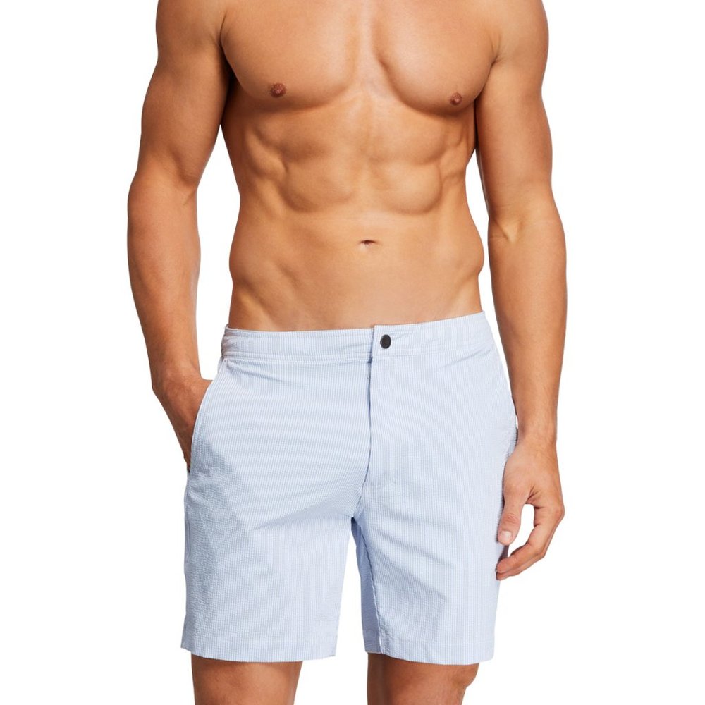 ONIA Calder seersucker swim trunk navy